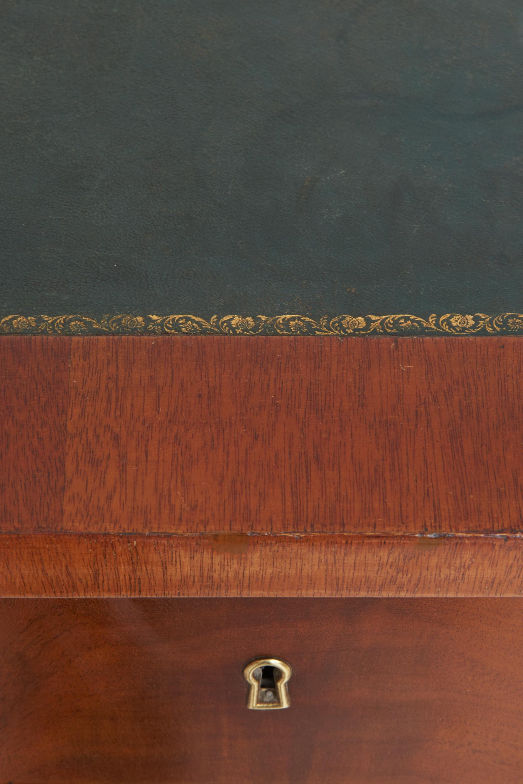 Neoclassical Mahogany Leather Top Desk 10