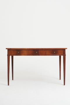 Neoclassical Mahogany Leather Top Desk