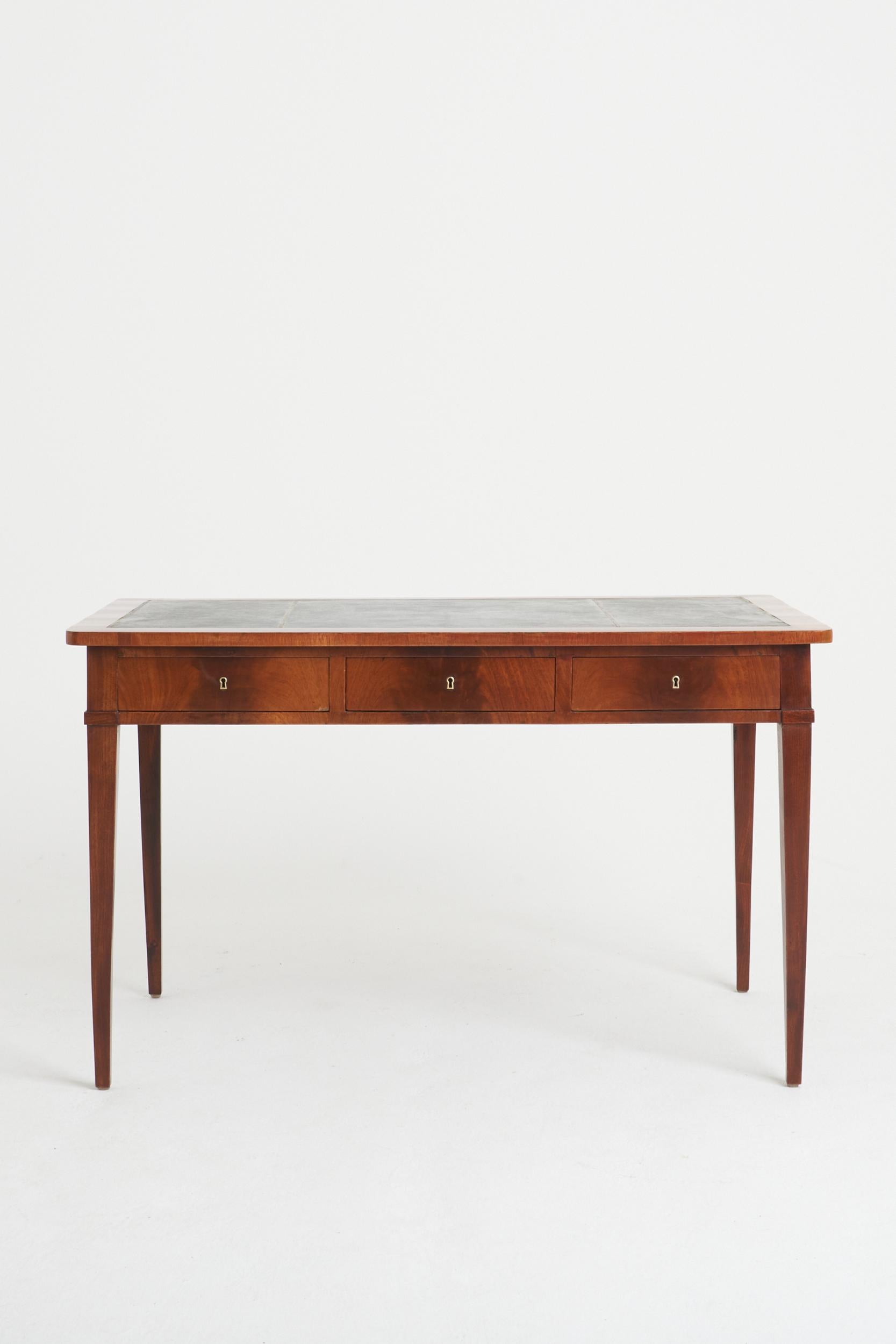 Swedish Neoclassical Mahogany Leather Top Desk