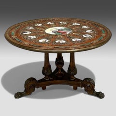 Neoclassical, Mahogany, Napoleonic Plaque Mounted Center Table, France, 1930s