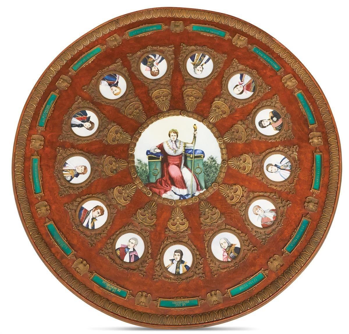 Neoclassical, Mahogany, Napoleonic Plaque Mounted Center Table, France, 1930s In Good Condition For Sale In Manhasset, NY