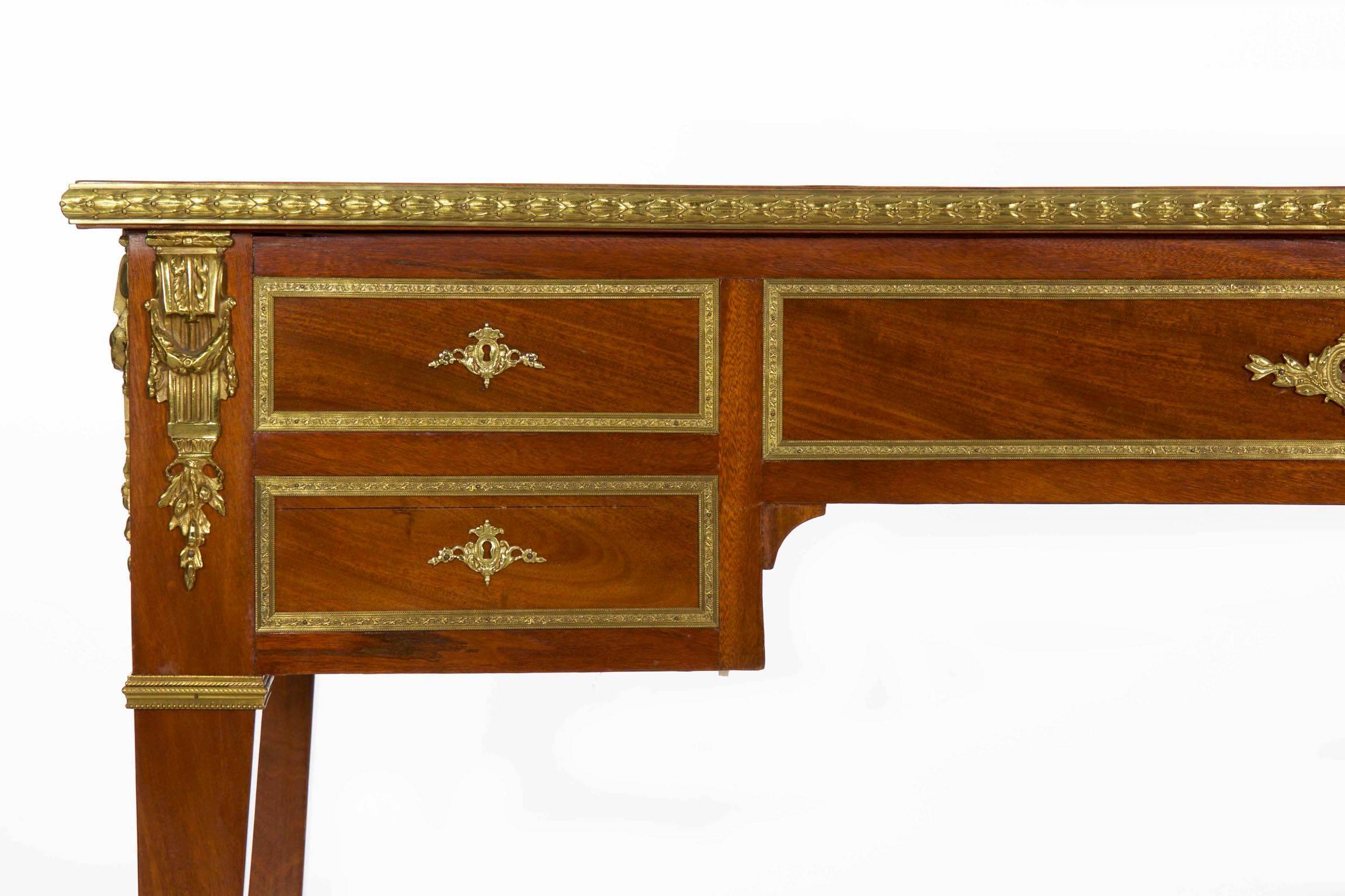 Neoclassical Mahogany & Ormolu-Mounted Antique Writing Desk Bureau Plat, France 2