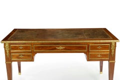 Neoclassical Mahogany & Ormolu-Mounted Antique Writing Desk Bureau Plat, France