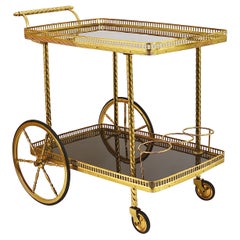 Neoclassical Maison Baguès Regency Style Bar Cart Drinks Trolley, France, 1950s