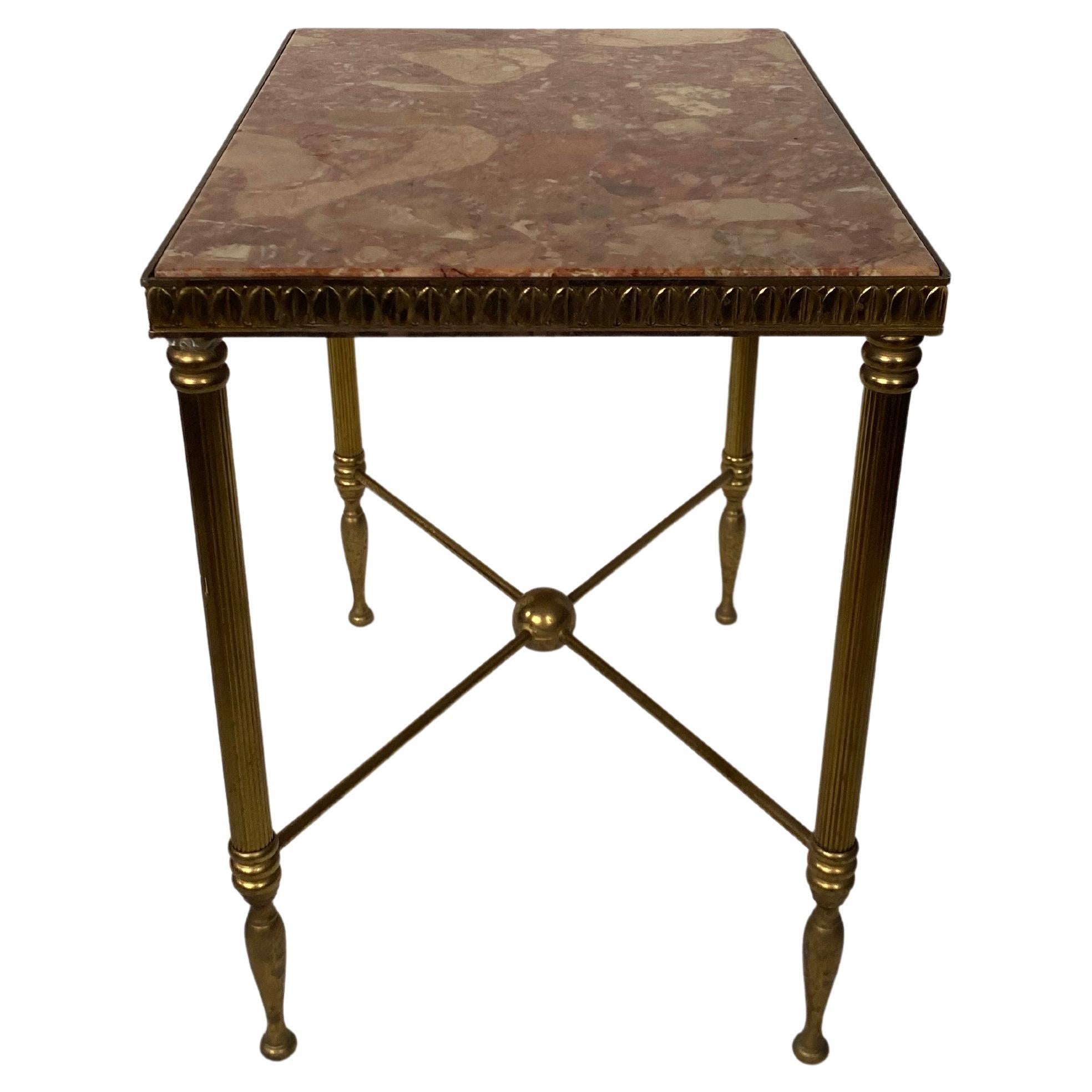 Neoclassico Tavolino in ottone e marmo in stile neoclassico Maison Bagues in vendita