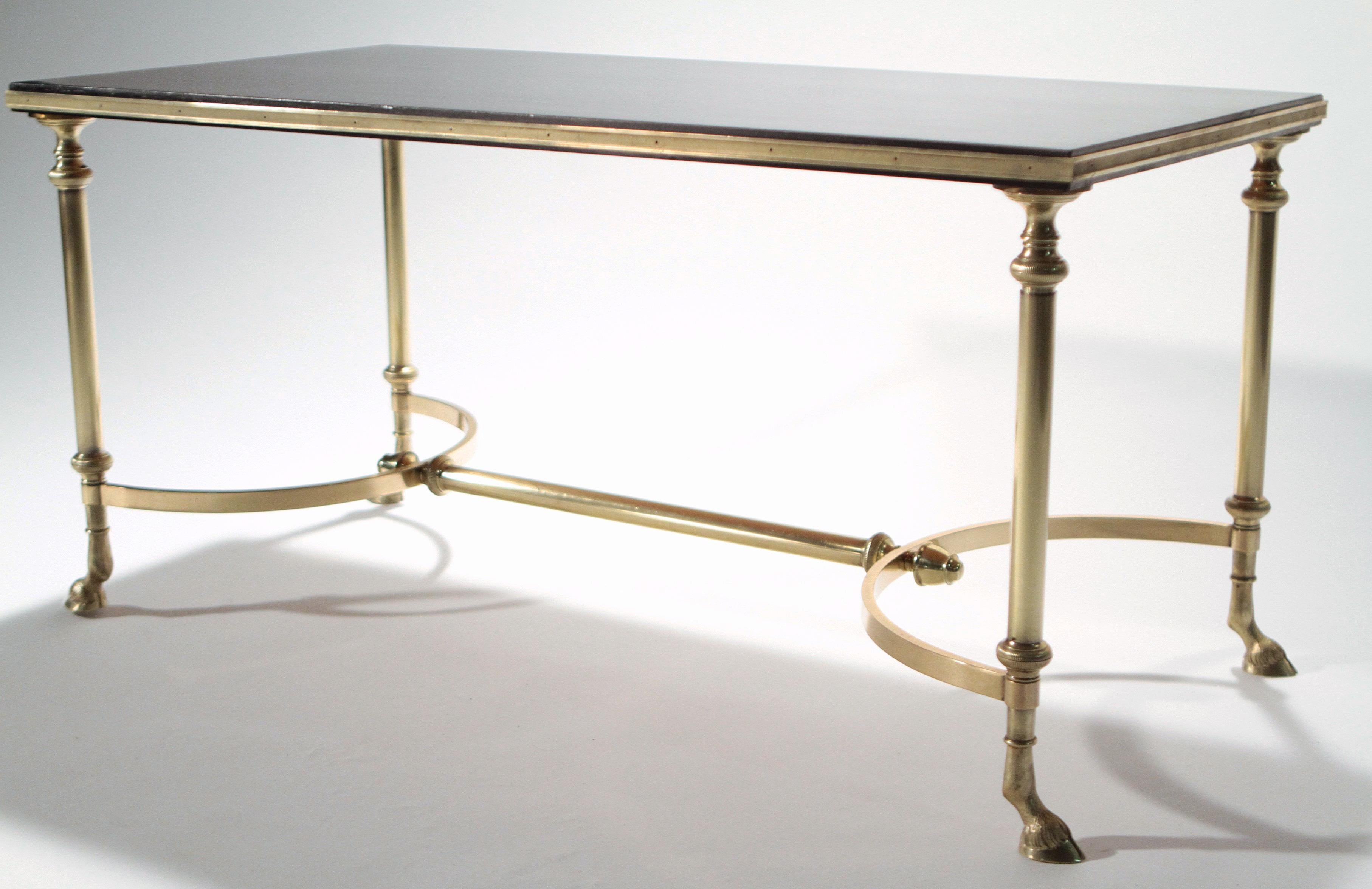 Mid-20th Century Neoclassical Maison Charles Brass and Lacquer Coffee Table, 1960s
