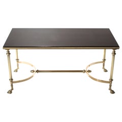 Neoclassical Maison Charles Brass and Lacquer Coffee Table, 1960s