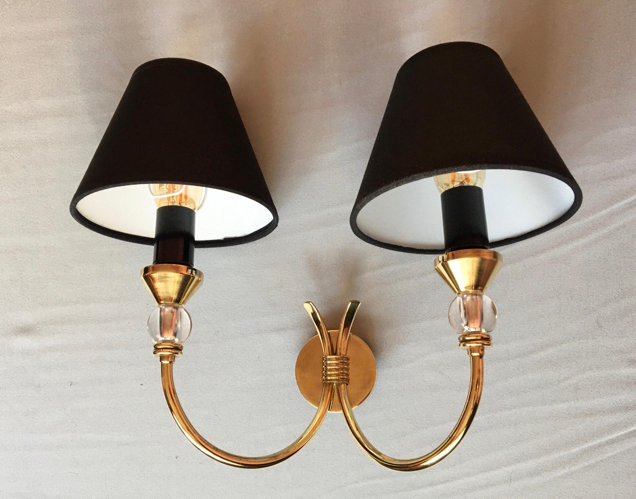 Neoclassical Maison Jansen Style Brass Sconces, France 1950 For Sale 5