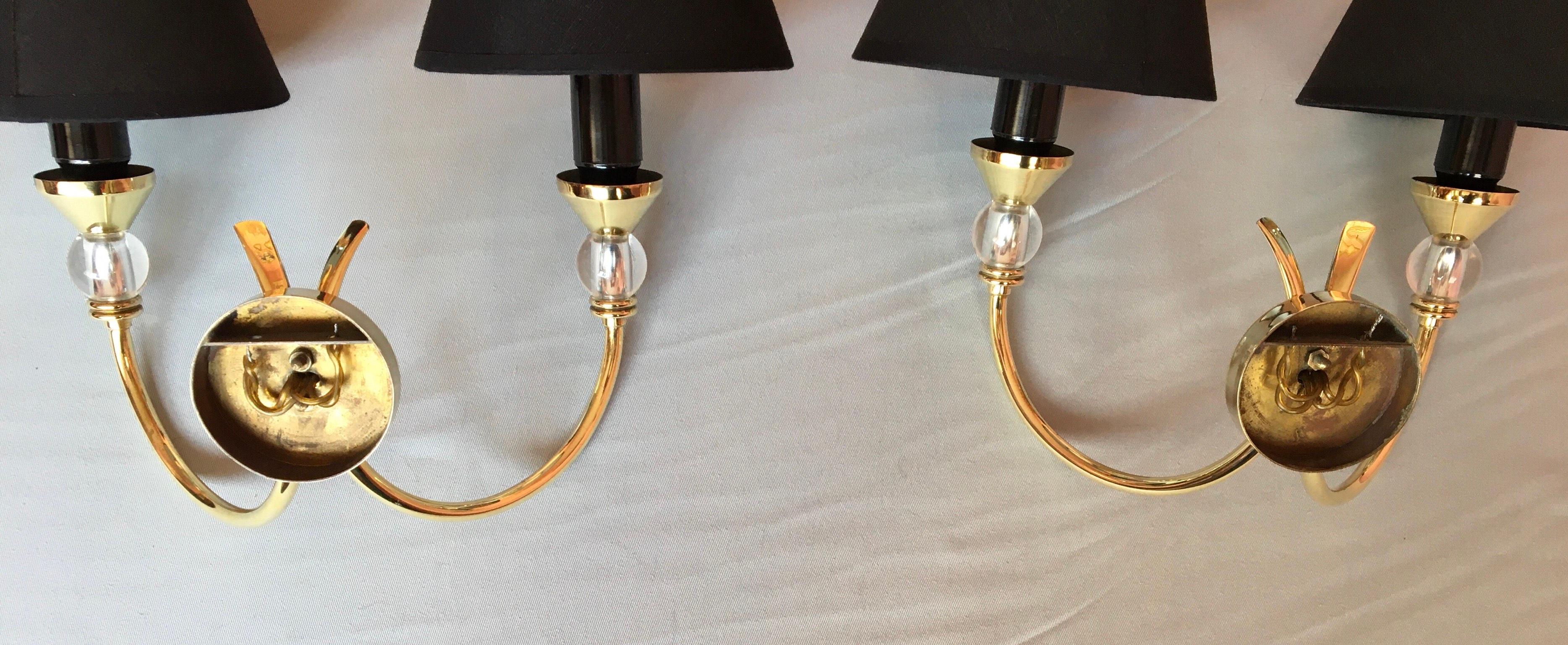 Neoclassical Maison Jansen Style Brass Sconces, France 1950 For Sale 6