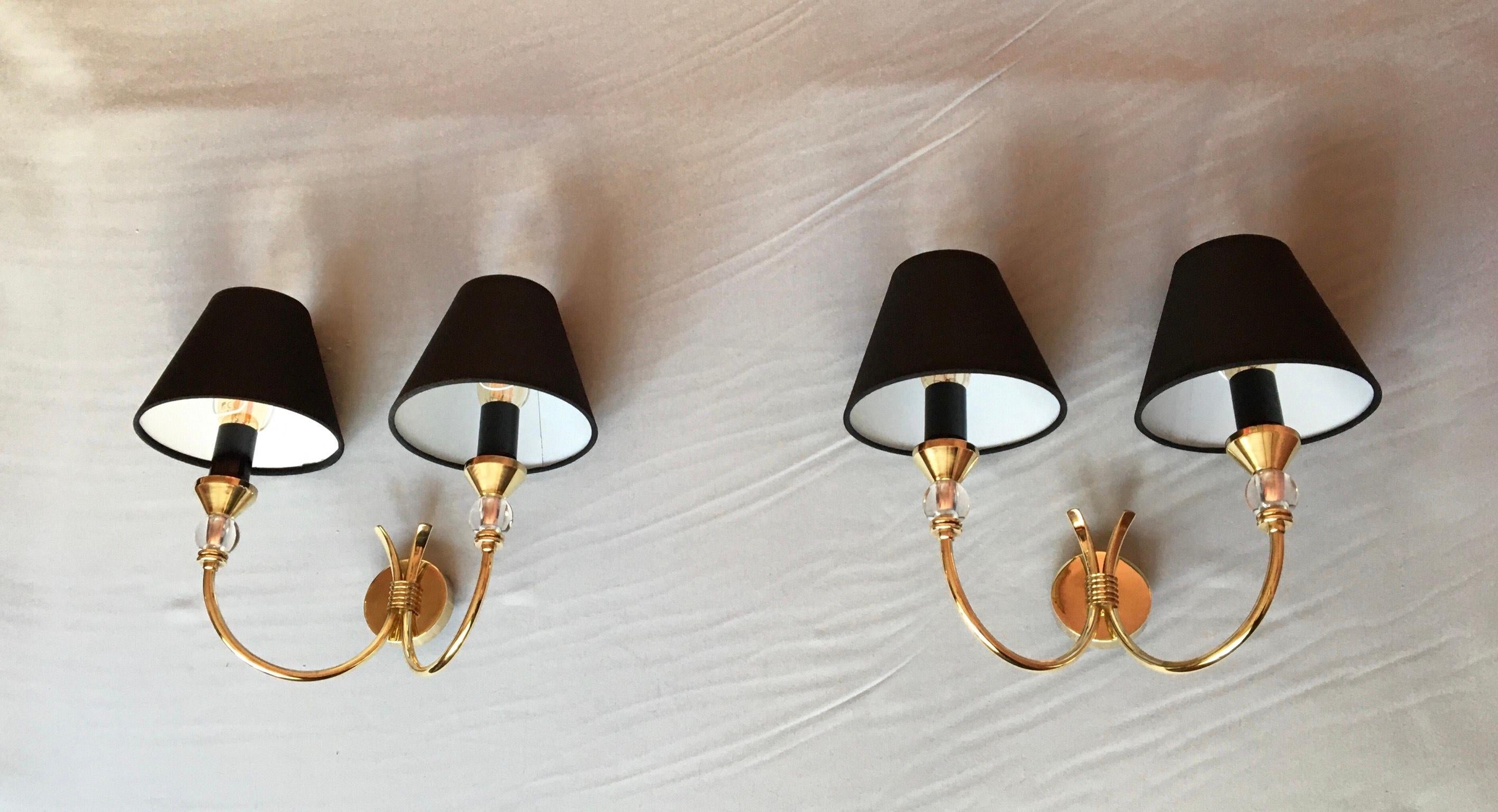 Neoclassical Maison Jansen Style Brass Sconces, France 1950 For Sale 7