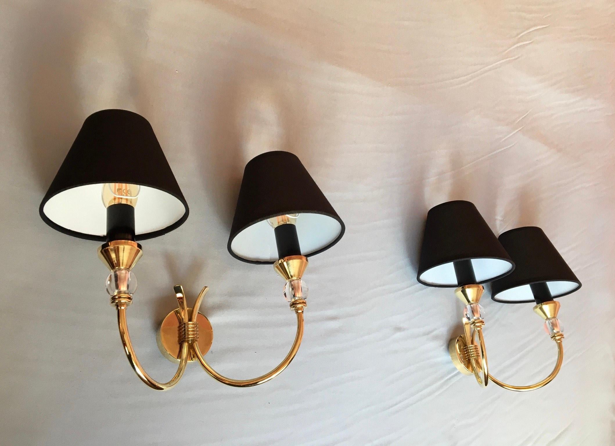 Neoclassical Maison Jansen Style Brass Sconces, France 1950 For Sale 8