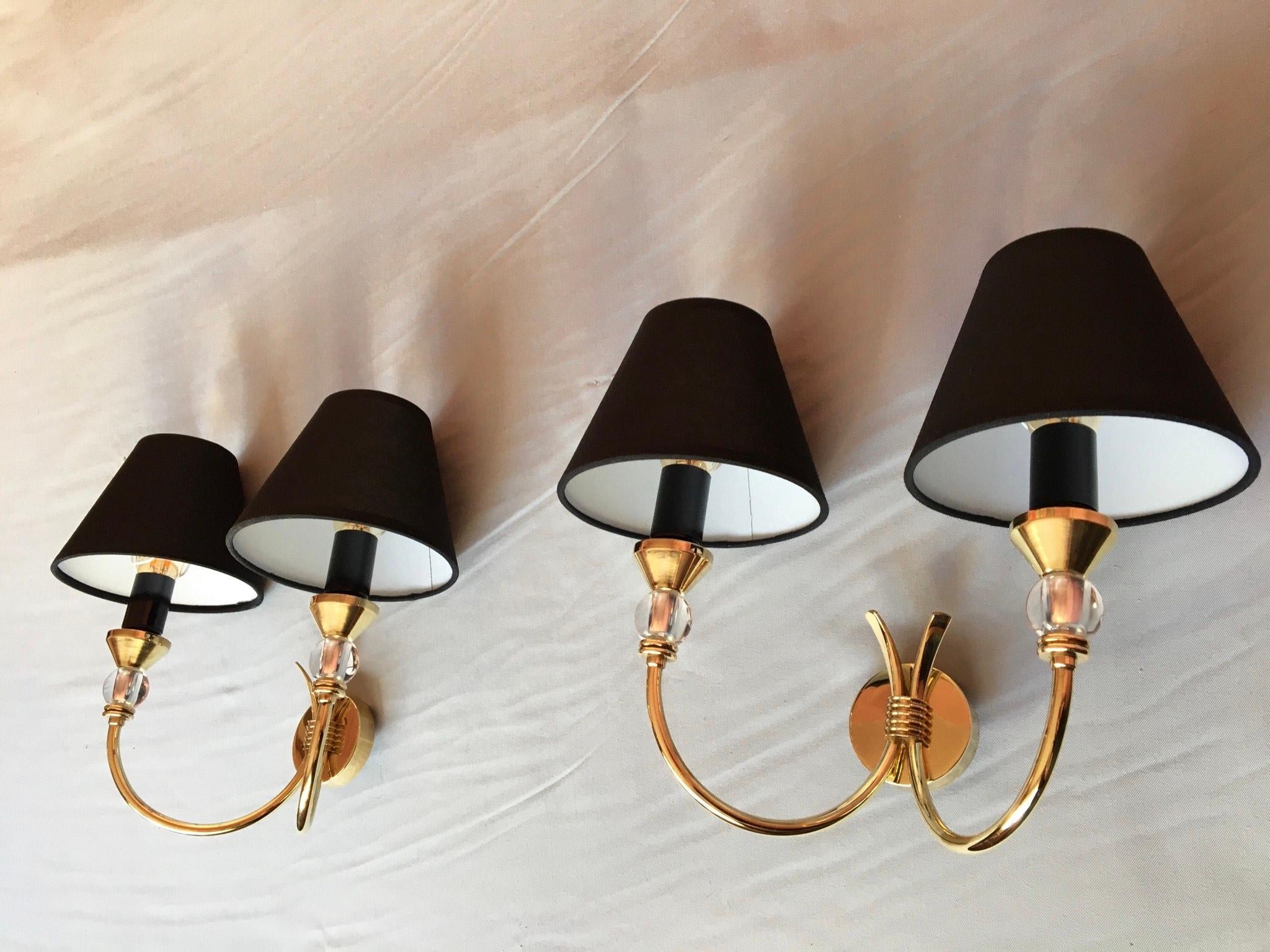 Neoclassical Maison Jansen Style Brass Sconces, France 1950 For Sale 9