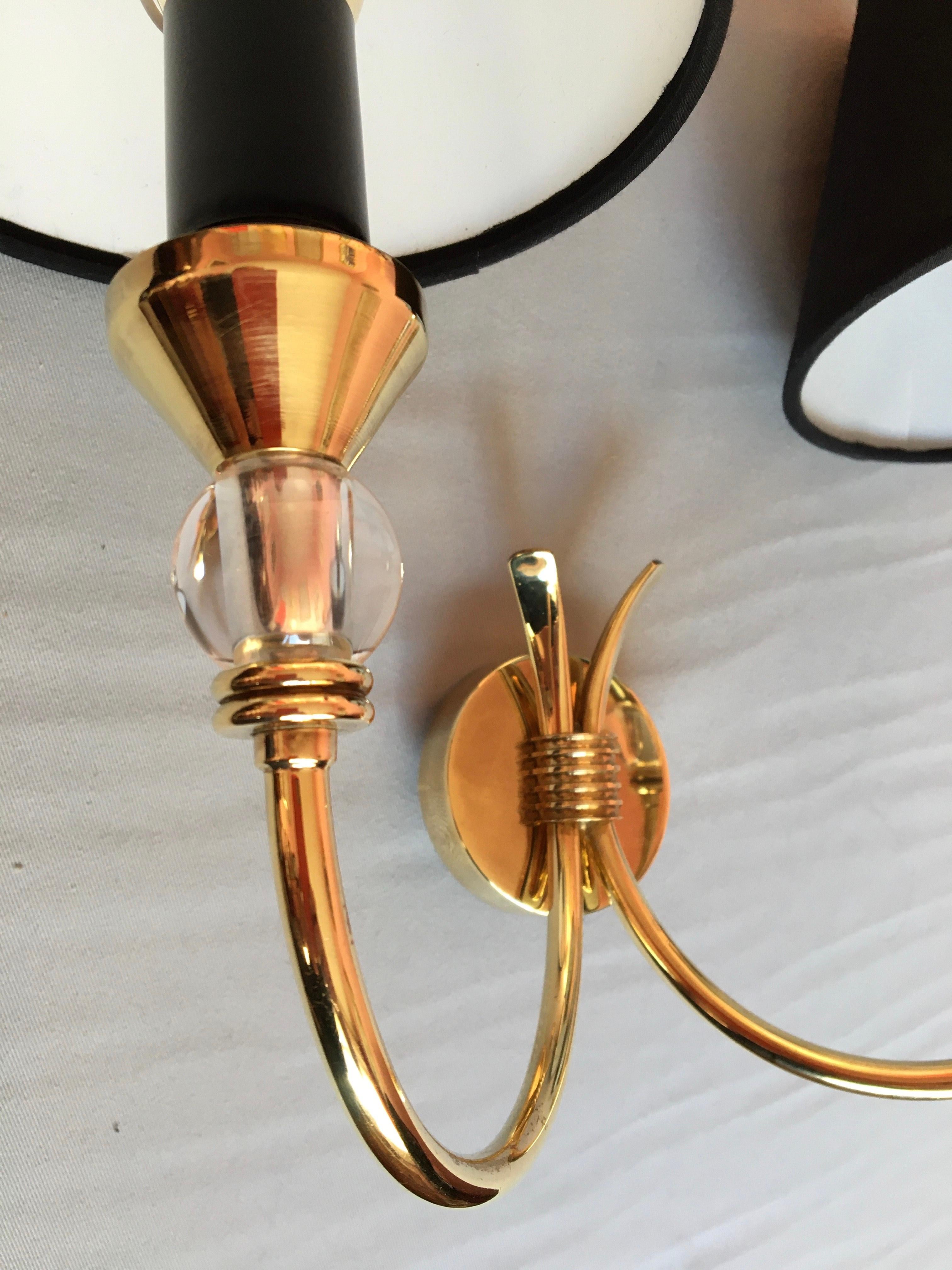 Mid-20th Century Neoclassical Maison Jansen Style Brass Sconces, France 1950 For Sale