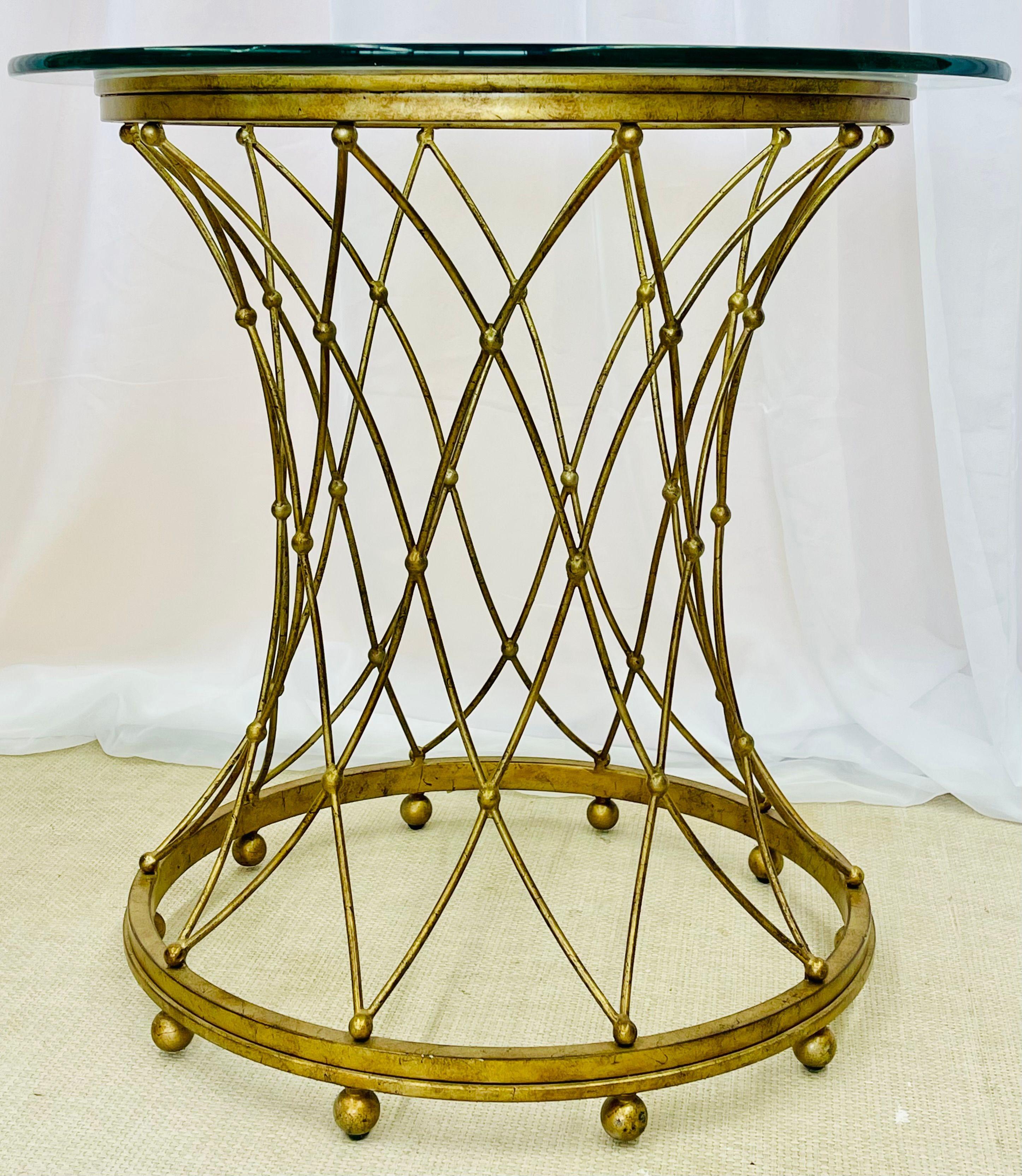Neoclassical, Maison Jansen Style Round Gilt Metal Coffee Table, Side Table For Sale 8