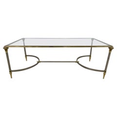 Neoclassical Maison Jansen Style Steel And Brass Coffee Table