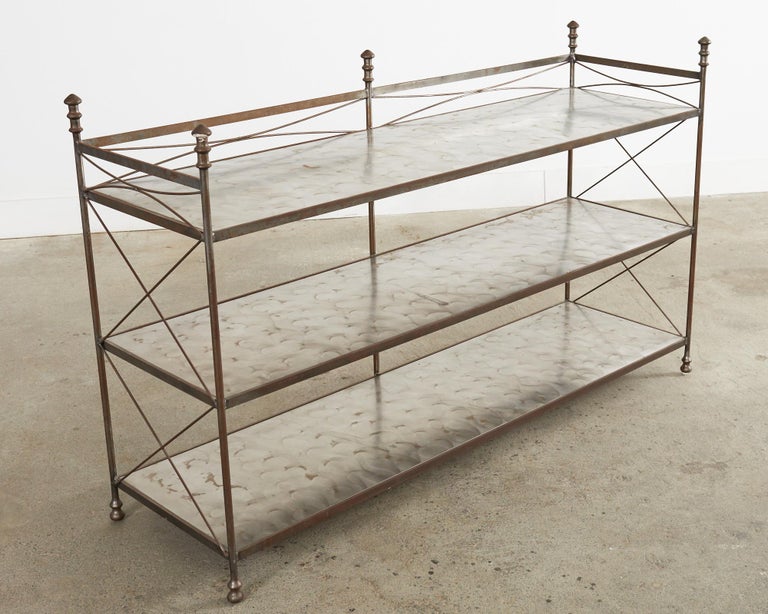 Neoclassical Style Steel and Brass Étagère Shelf by Jansen