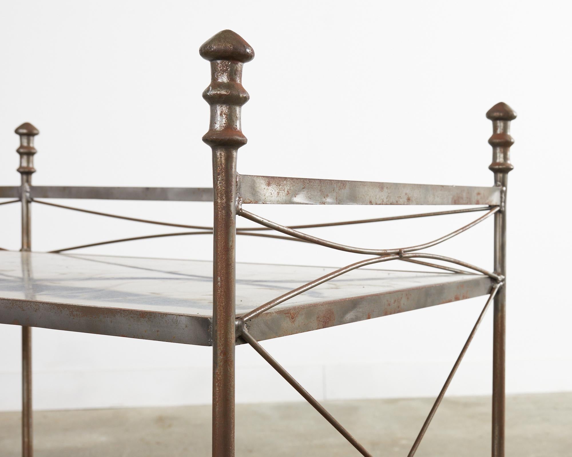 Neoclassical Maison Jansen Style Steel Three Shelf Bookcase 4
