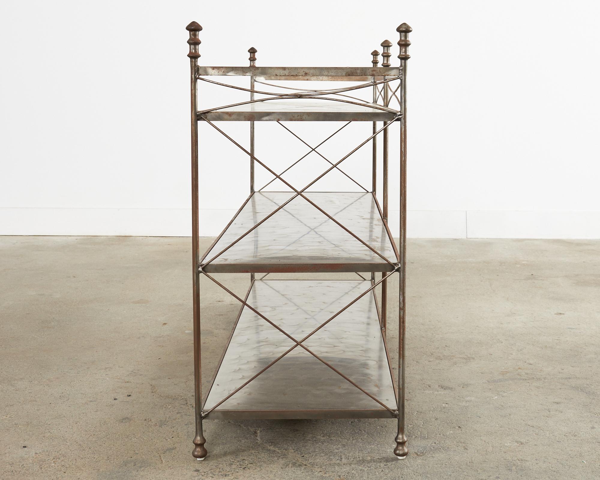 Neoclassical Maison Jansen Style Steel Three Shelf Bookcase 5