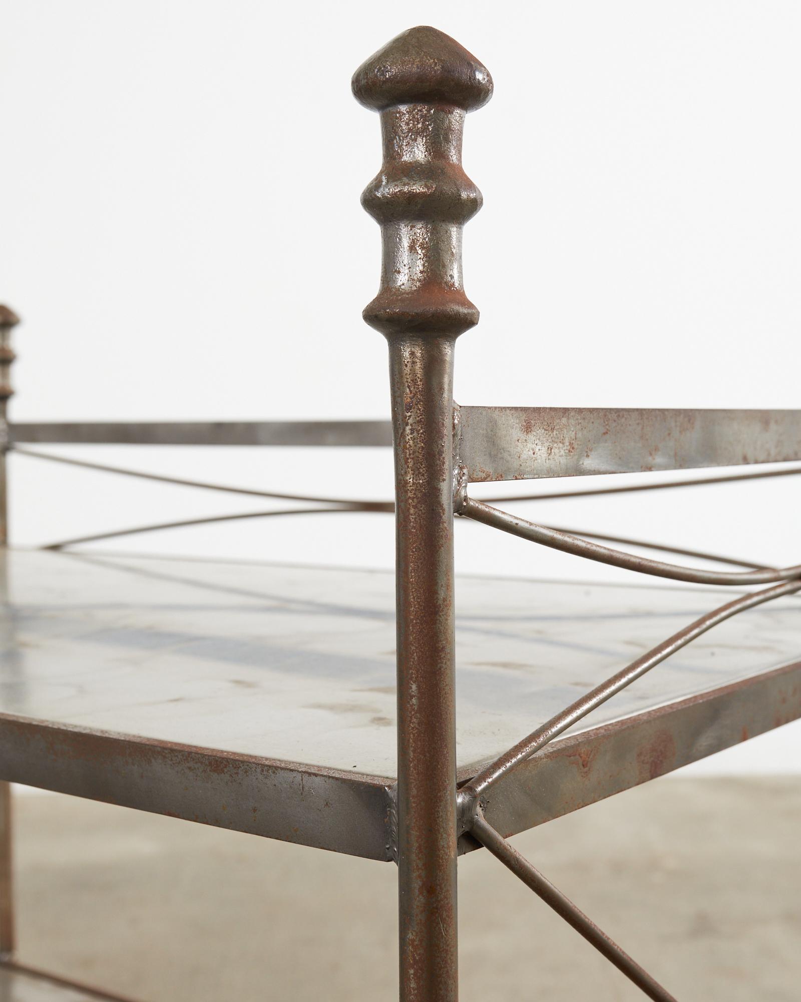 Neoclassical Maison Jansen Style Steel Three Shelf Bookcase 6
