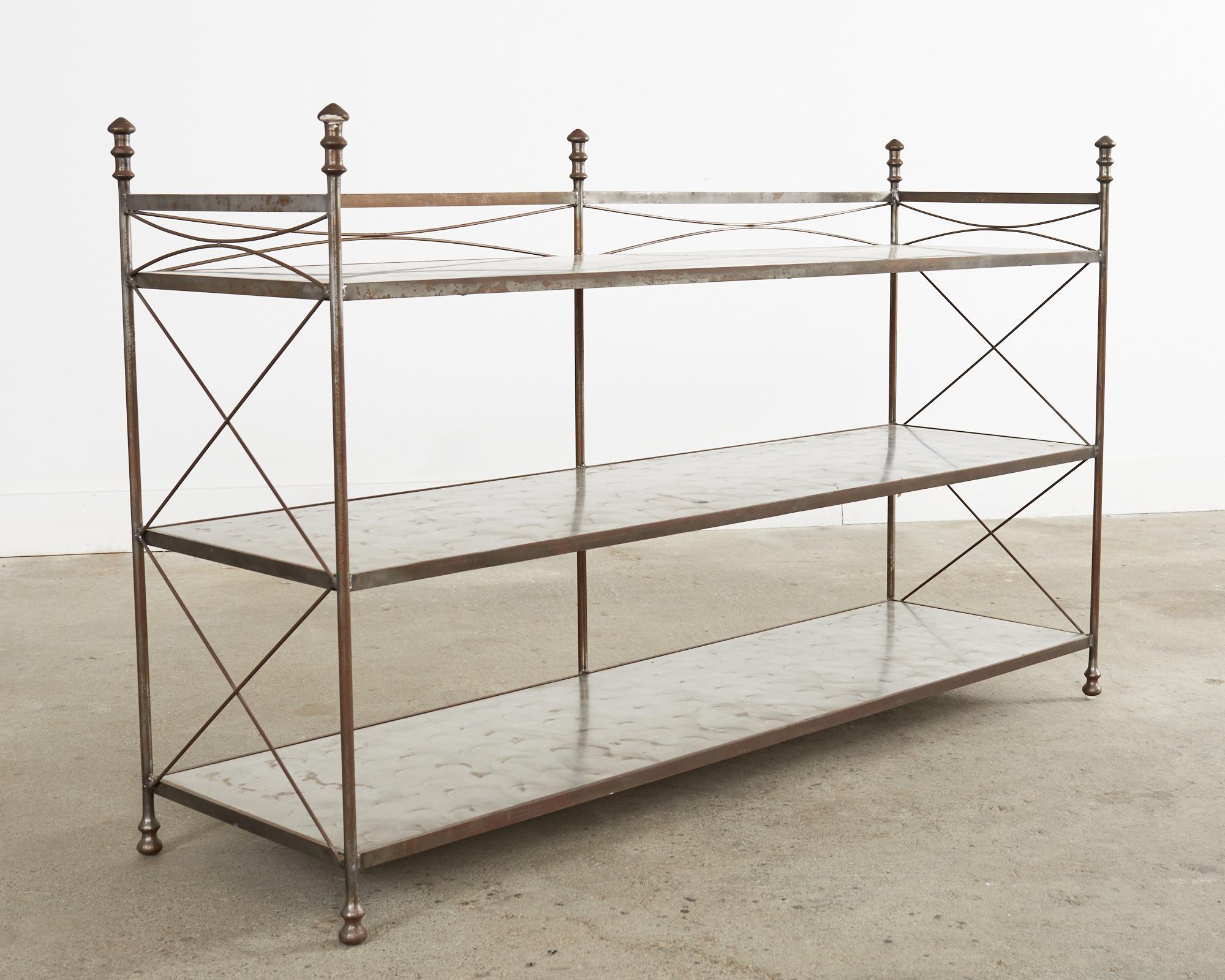 Neoclassical Maison Jansen Style Steel Three Shelf Bookcase 9