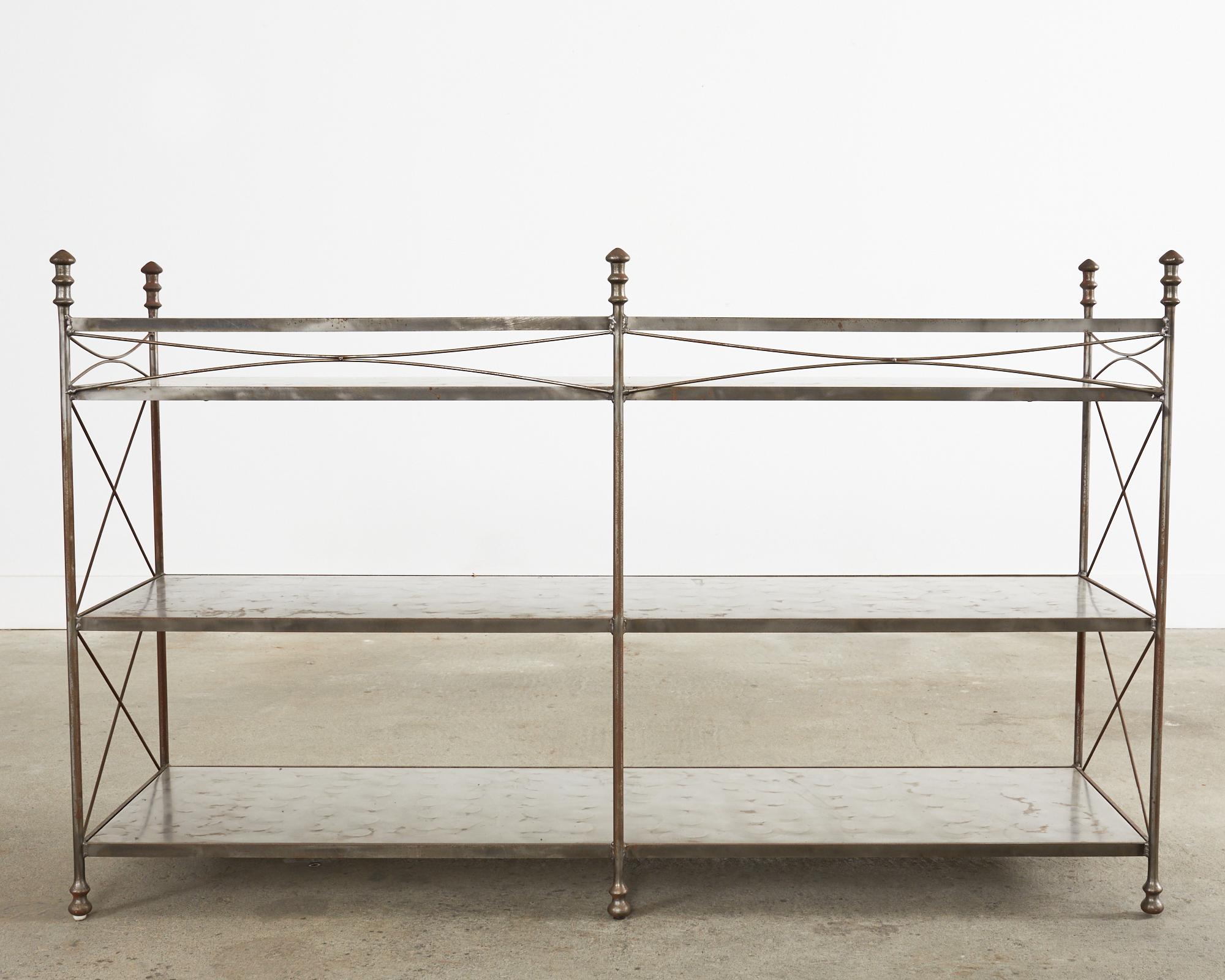 Neoclassical Maison Jansen Style Steel Three Shelf Bookcase 12