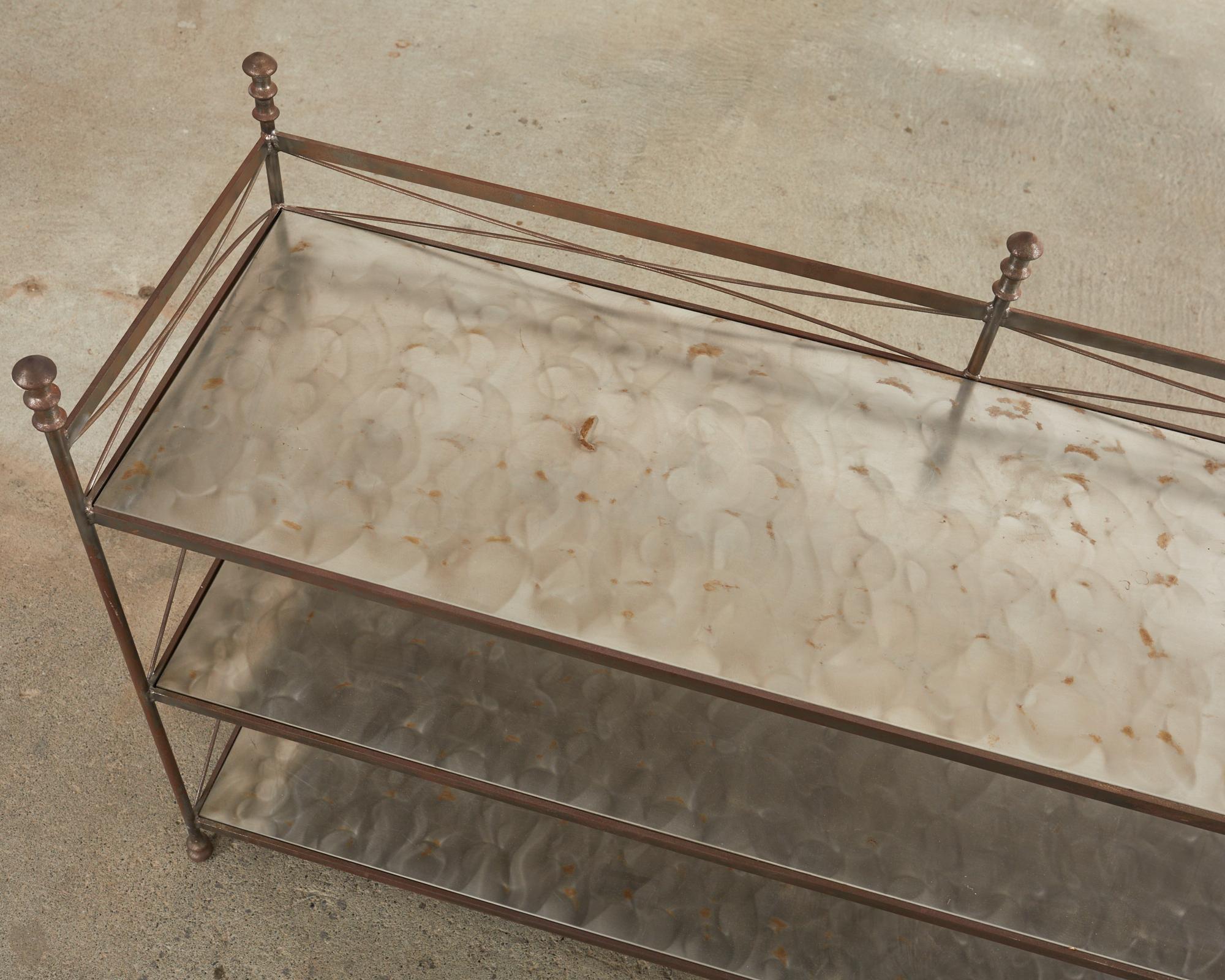 Hand-Crafted Neoclassical Maison Jansen Style Steel Three Shelf Bookcase