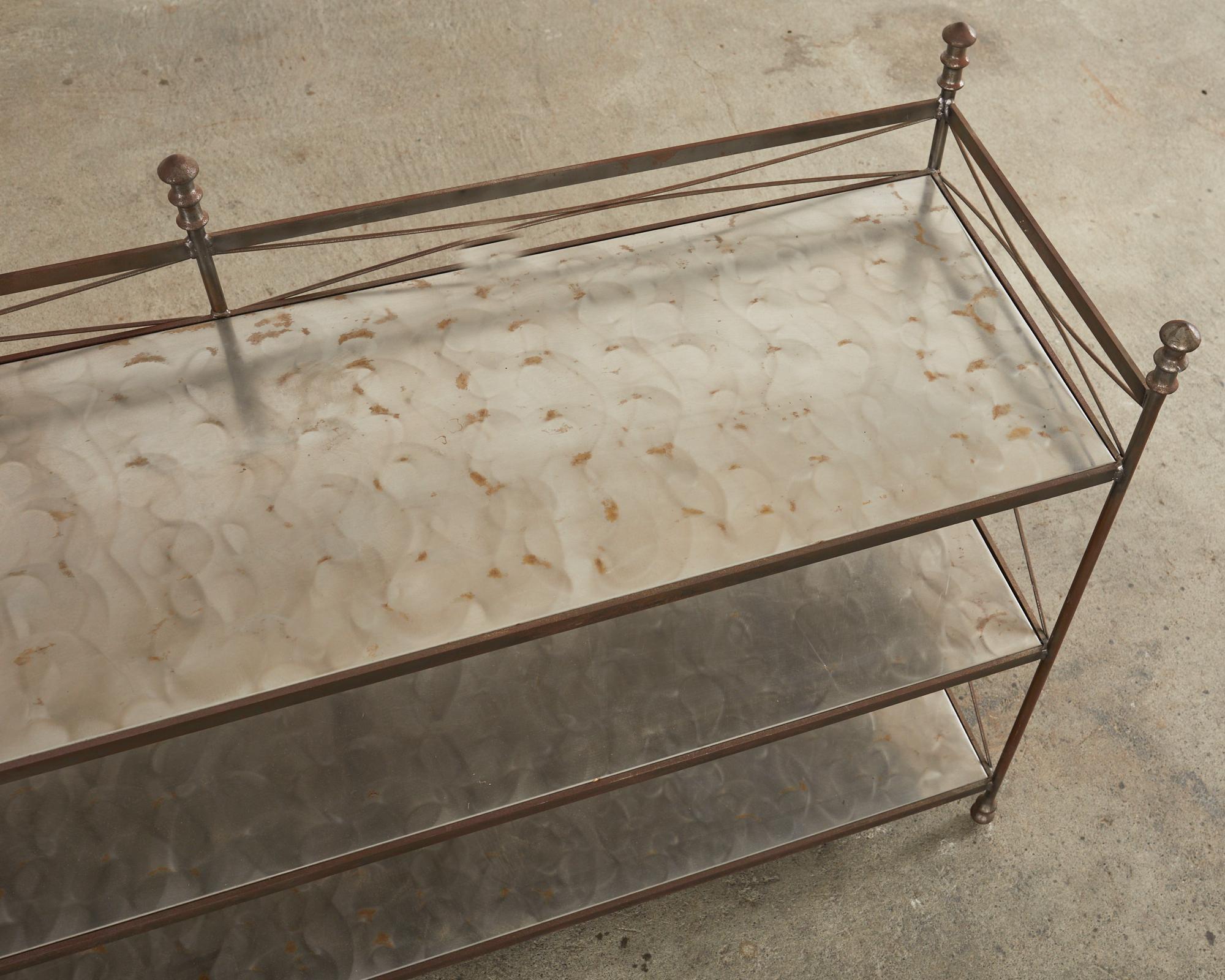 Neoclassical Maison Jansen Style Steel Three Shelf Bookcase In Good Condition In Rio Vista, CA