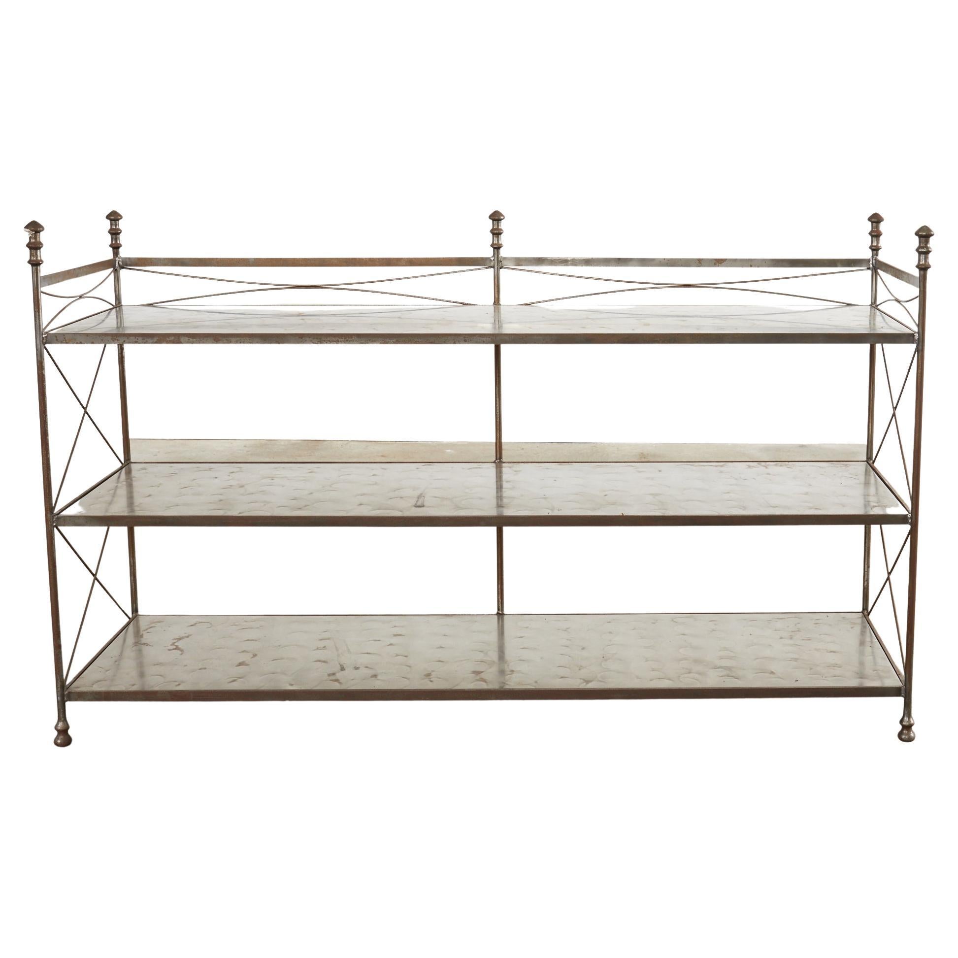 Neoclassical Maison Jansen Style Steel Three Shelf Bookcase