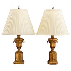 Antique Neoclassical Manner Gilt Table Lamps, Pair