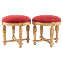 Neoclassical Manner Wood Ottomans, Pair