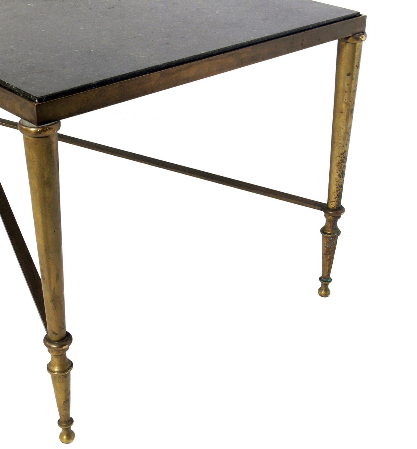 Metal Neoclassical Marble and Brass Coffee Table