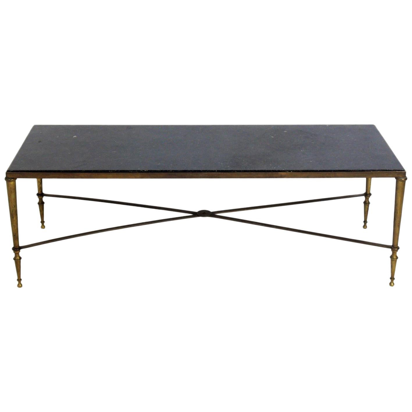 Neoclassical Marble and Brass Coffee Table