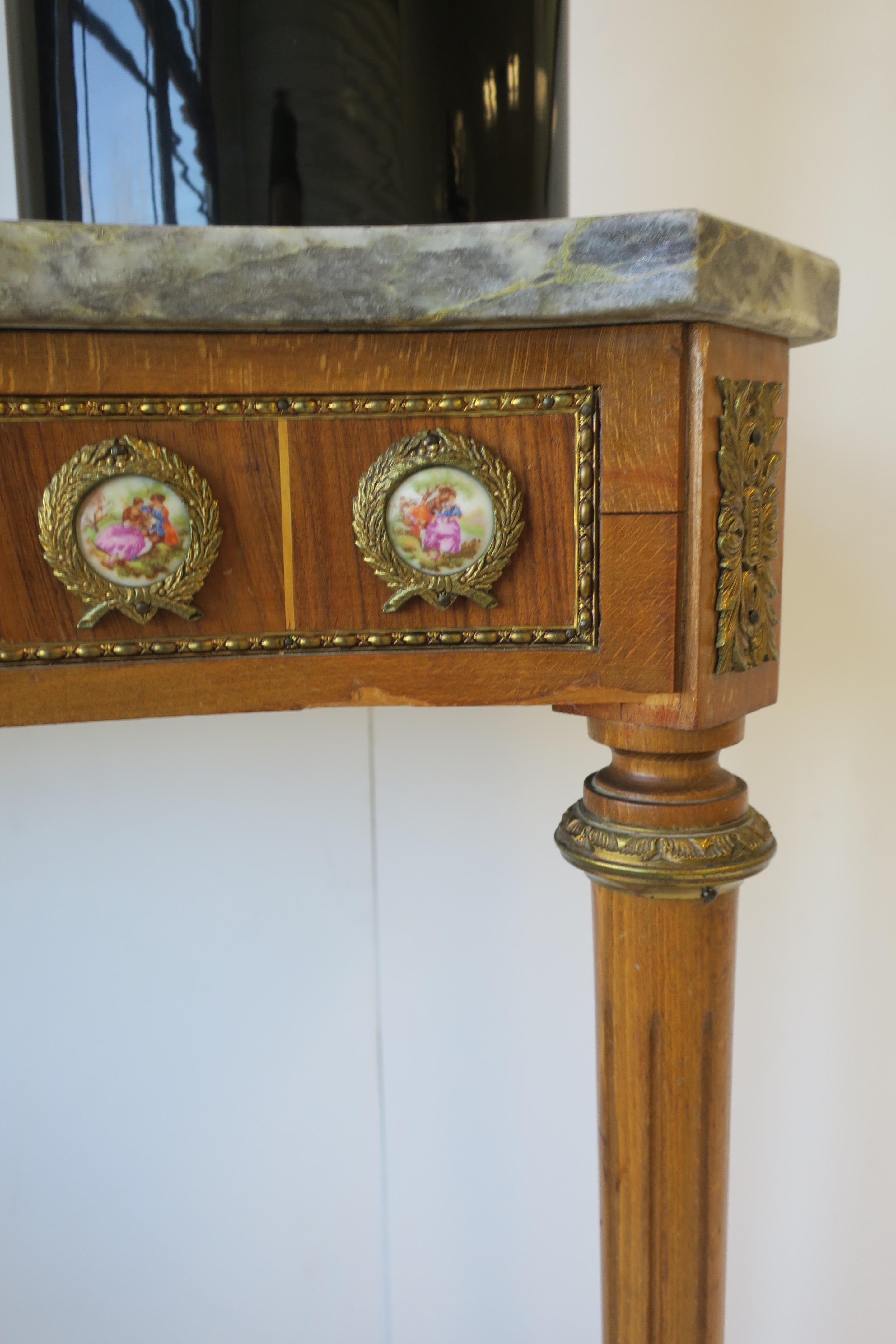 Marble Wood and Brass Console or Foyer Table For Sale 11