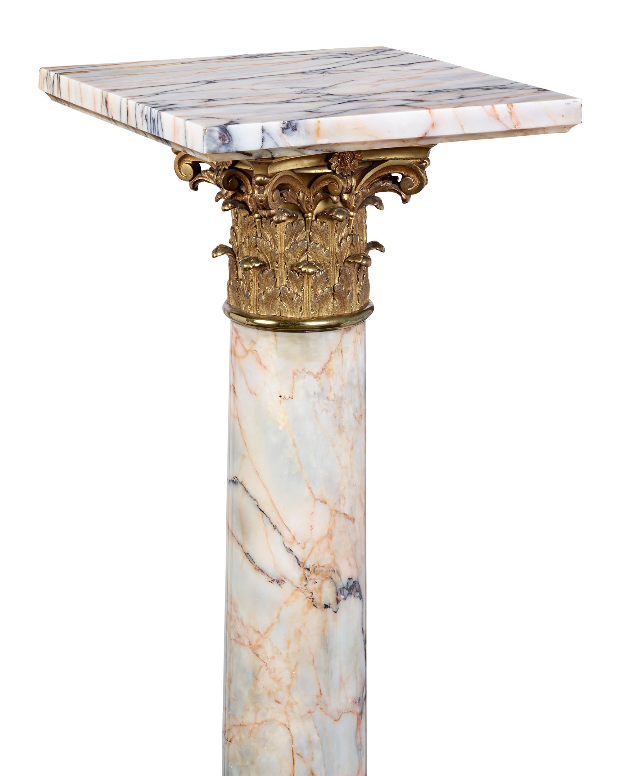 Neoclassical Marble and Gilt Bronze Pedestals In Excellent Condition For Sale In New Orleans, LA