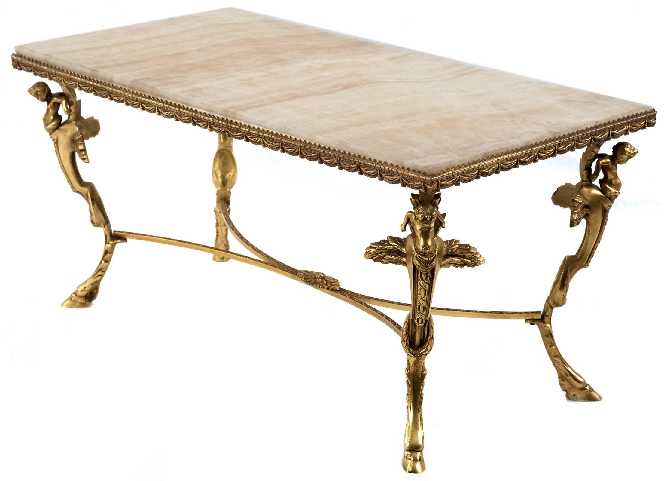Neoclassical Marble and Gilt Coffee Table 1