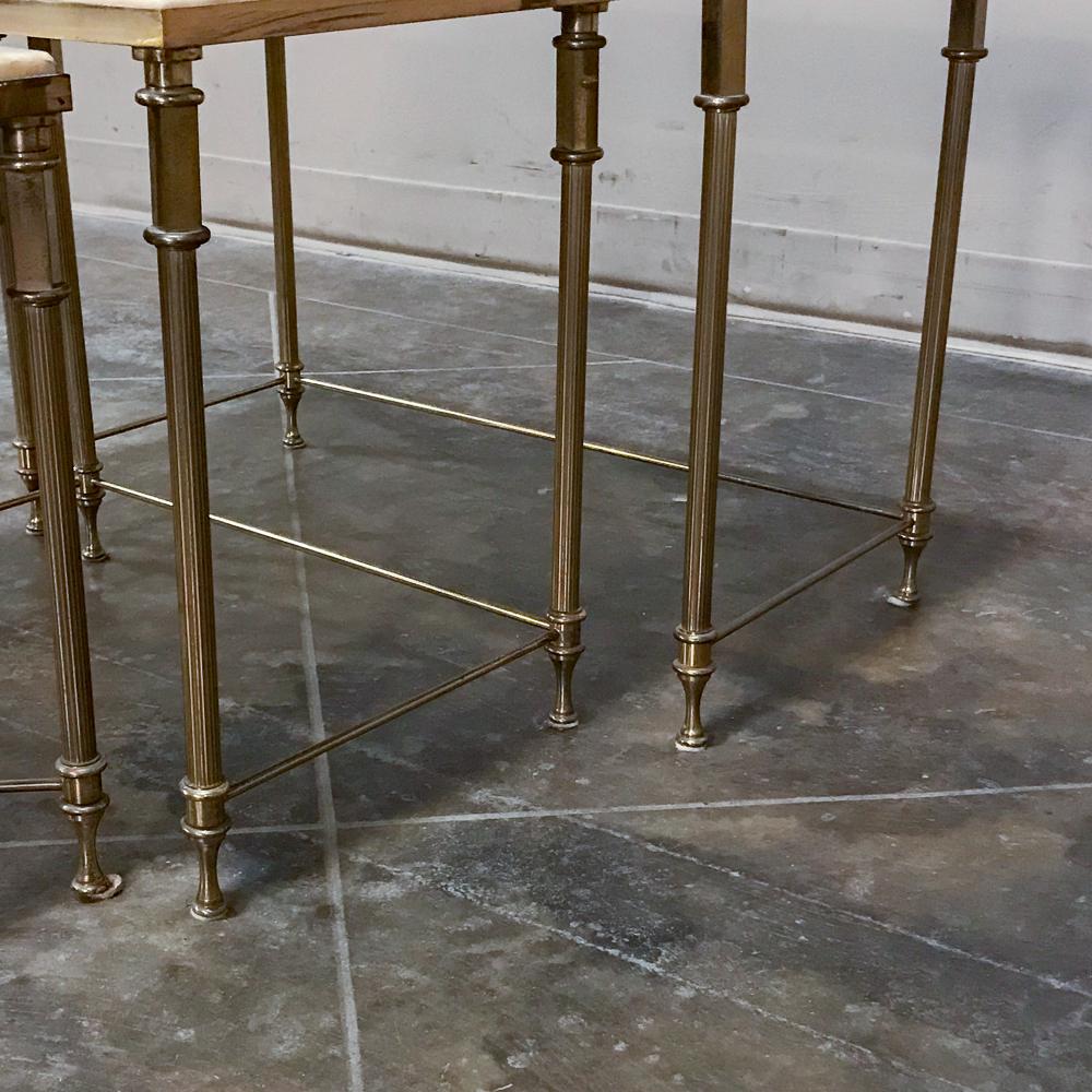 Neoclassical Marble and Brass Nesting Tables, in the Style of Maison Jansen 4
