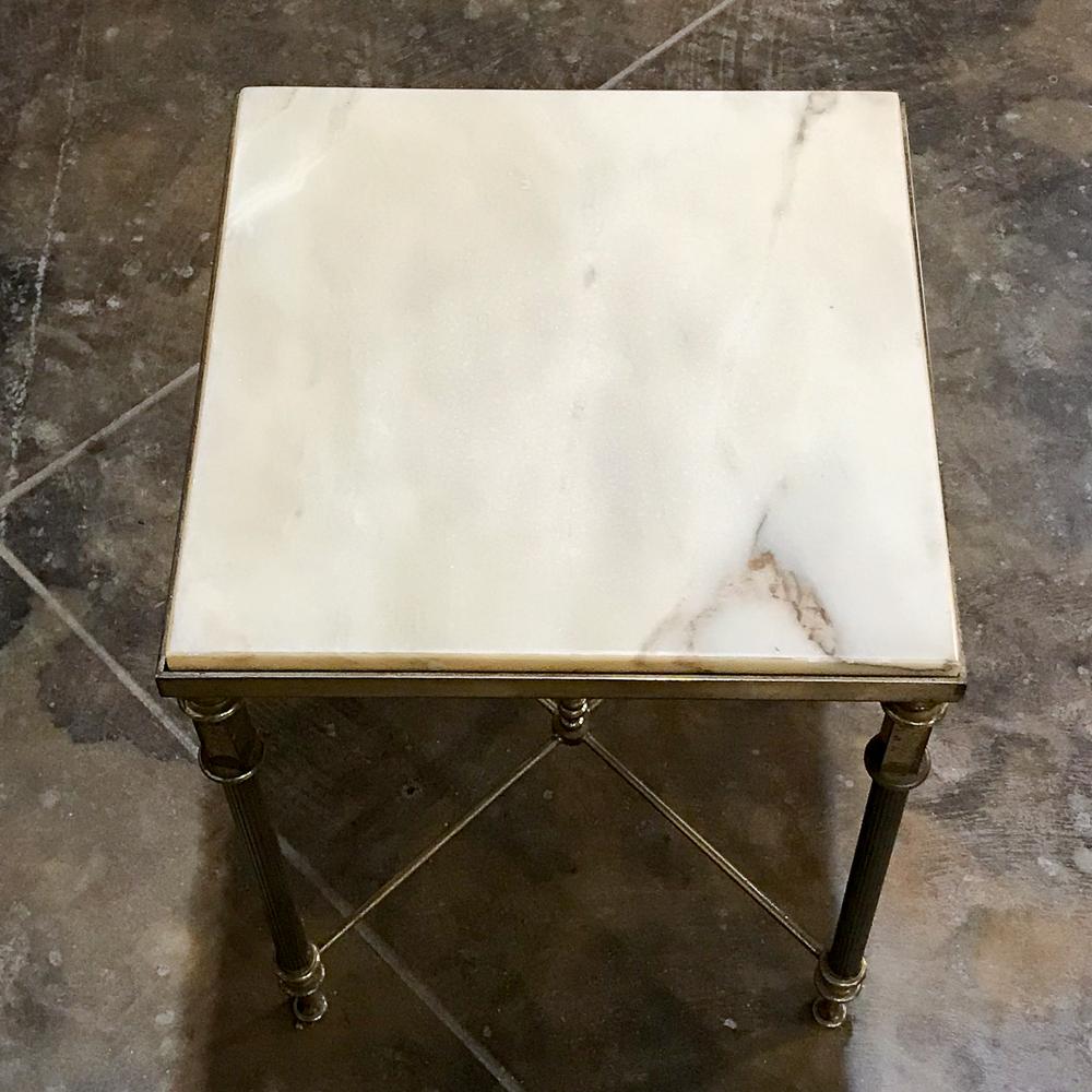 20th Century Neoclassical Marble and Brass Nesting Tables, in the Style of Maison Jansen