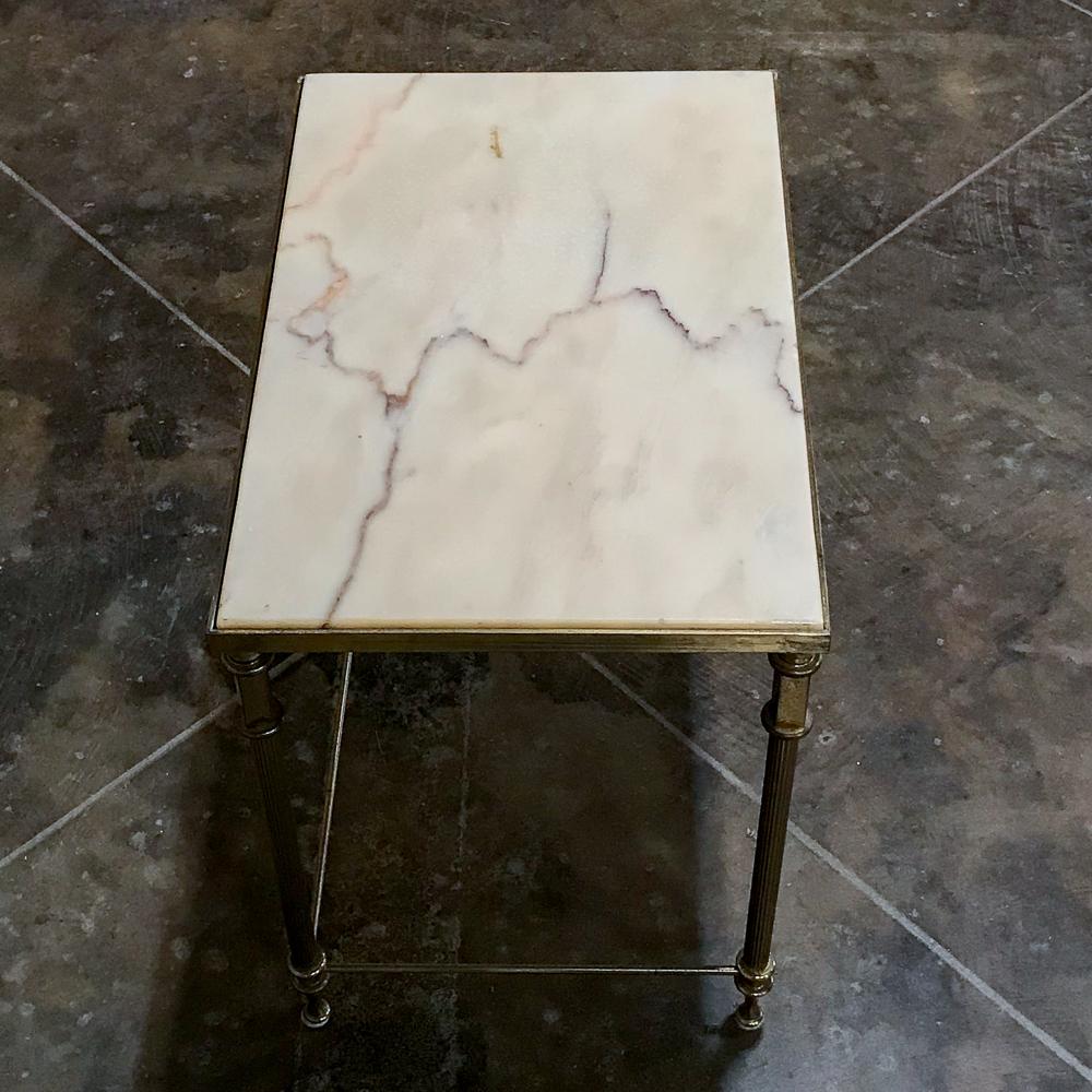 Neoclassical Marble and Brass Nesting Tables, in the Style of Maison Jansen 1