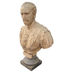 Busto neoclassico in marmo di un generale romano