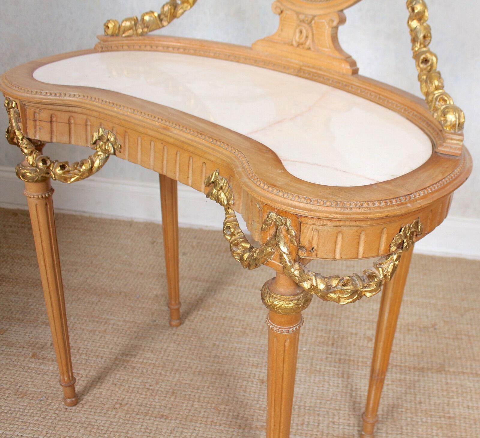 Neoclassical Marble Dressing Table Gilt Mirrored Vanity Satinwood In Good Condition For Sale In Newcastle upon Tyne, GB