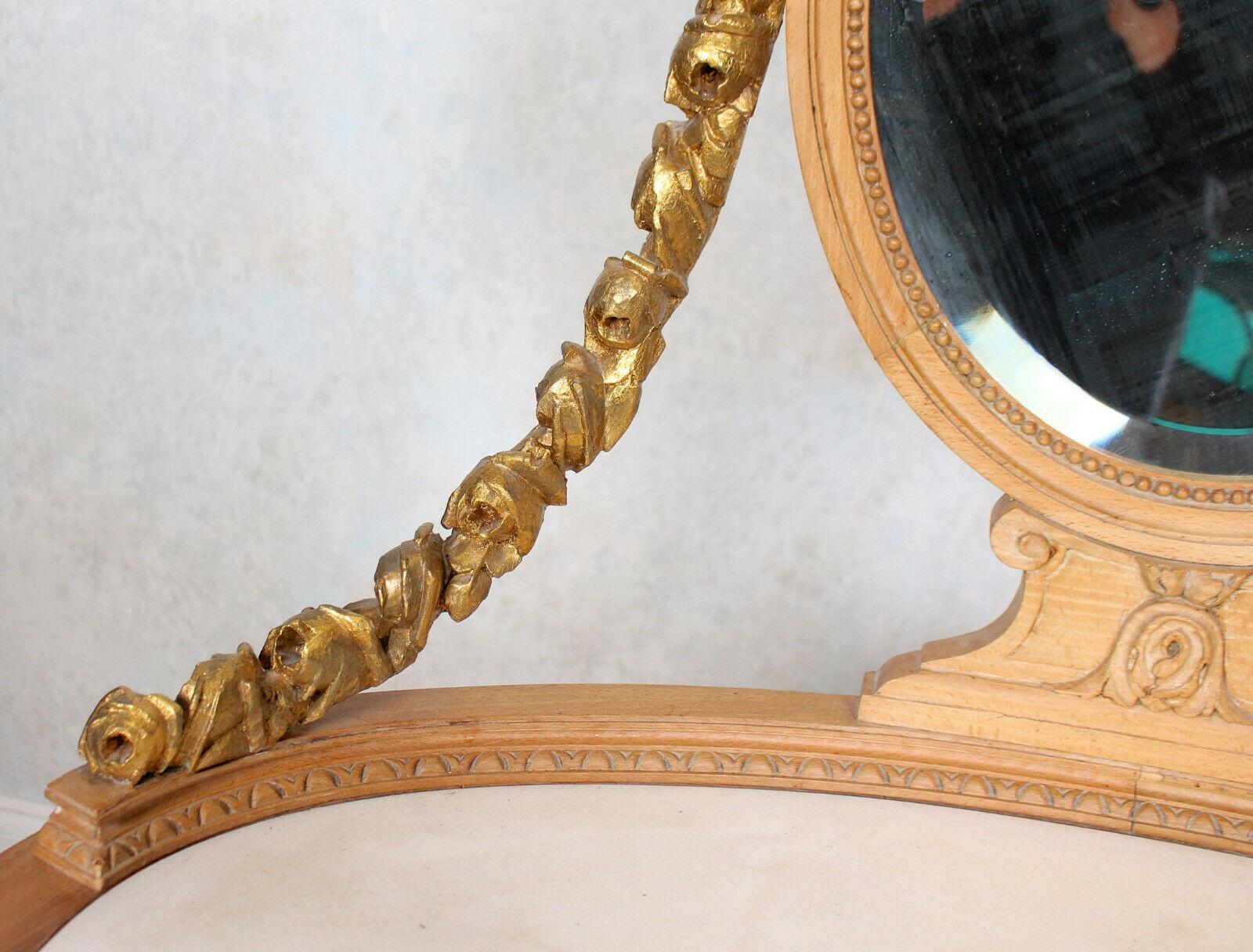 Neoclassical Marble Dressing Table Gilt Mirrored Vanity Satinwood For Sale 4