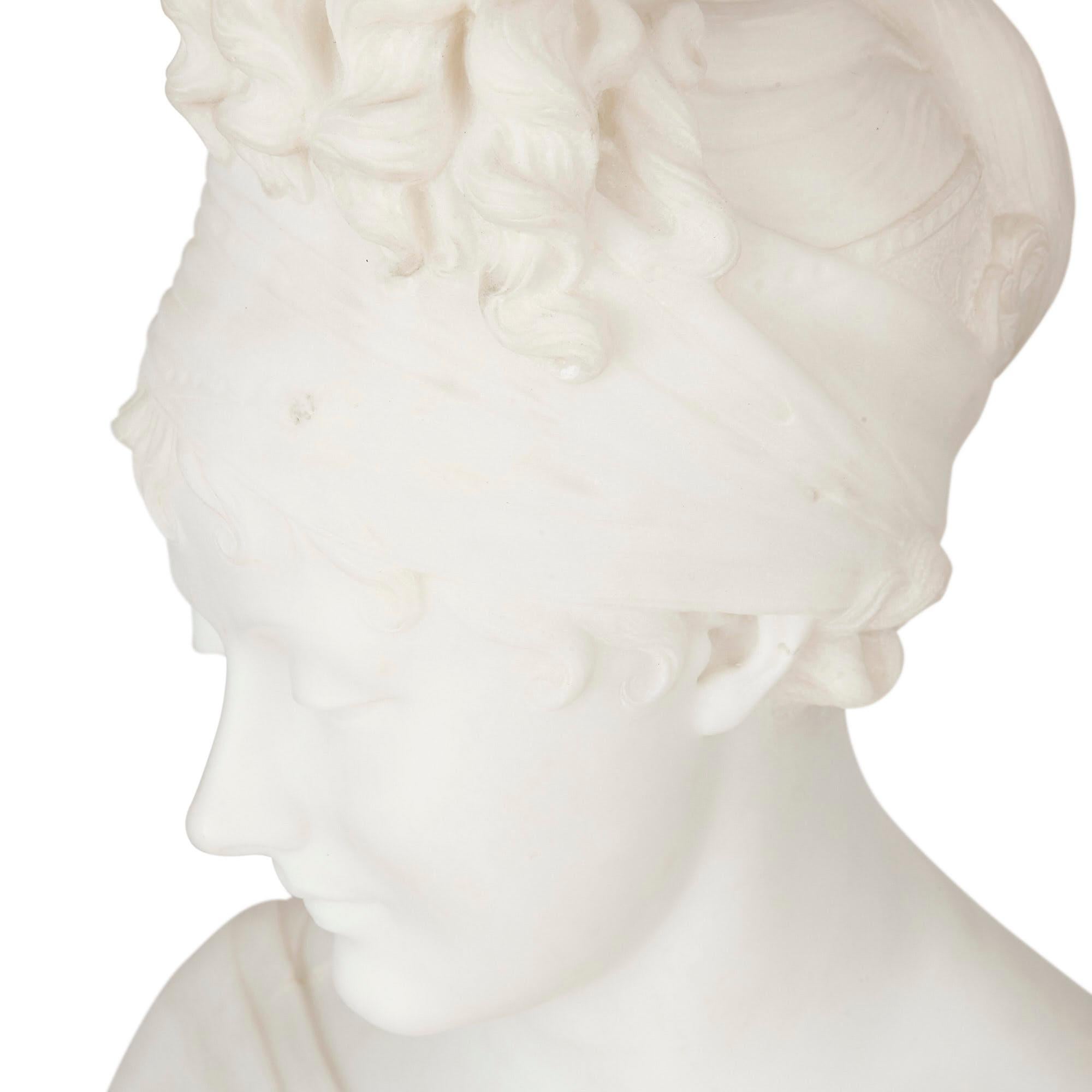 Neoclassical Marble Sculpture Bust After Joseph Chinard In Good Condition For Sale In London, GB