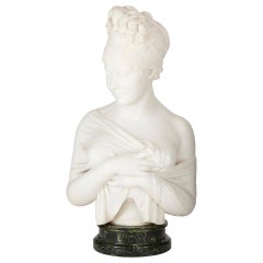 Neoclassical Marble Sculpture Bust After Joseph Chinard