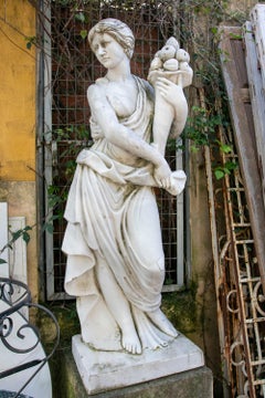 Neoclassical Marble Sculpture of a Female Figure with a Cornucopia
