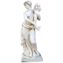 Neoclassical Marble Sculpture of a Female Figure with a Cornucopia