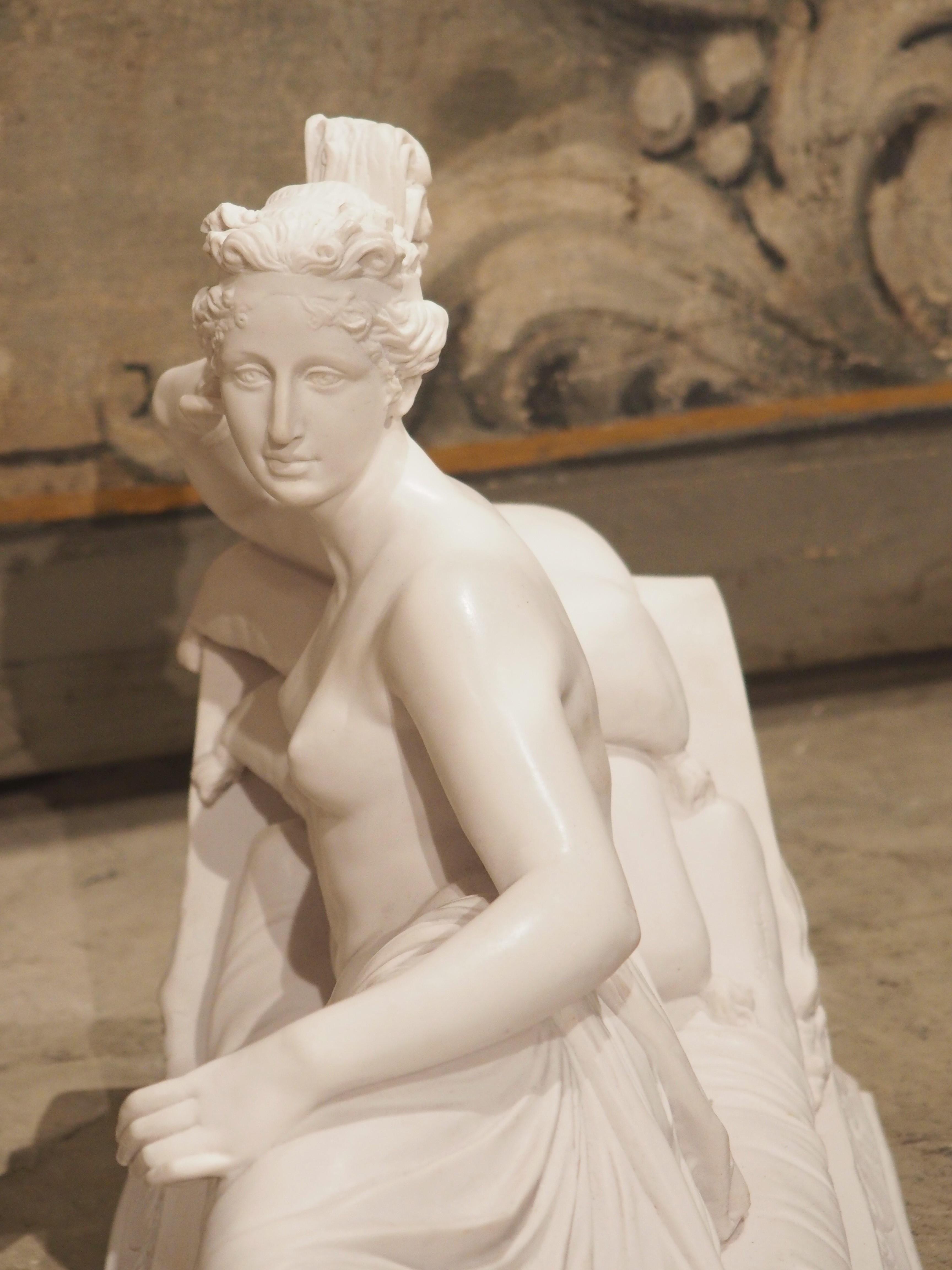 Stone Neoclassical Cast Marble Sculpture, Paolina Bonaparte as Venus Victrix, C. 1950