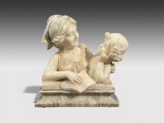 Neoclassical, Marble Statue, Mother and Daughter, France, 1910s