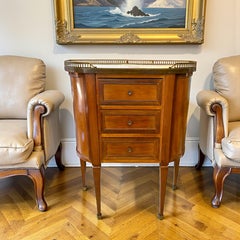 Neoclassical Marble-Top Bedside Cabinet with Brass Gallery, 20th Century