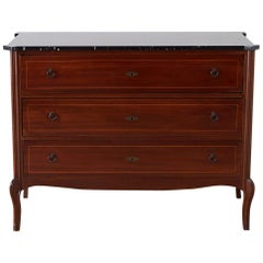 Neoclassical Marble Top Commode Chest of Drawers