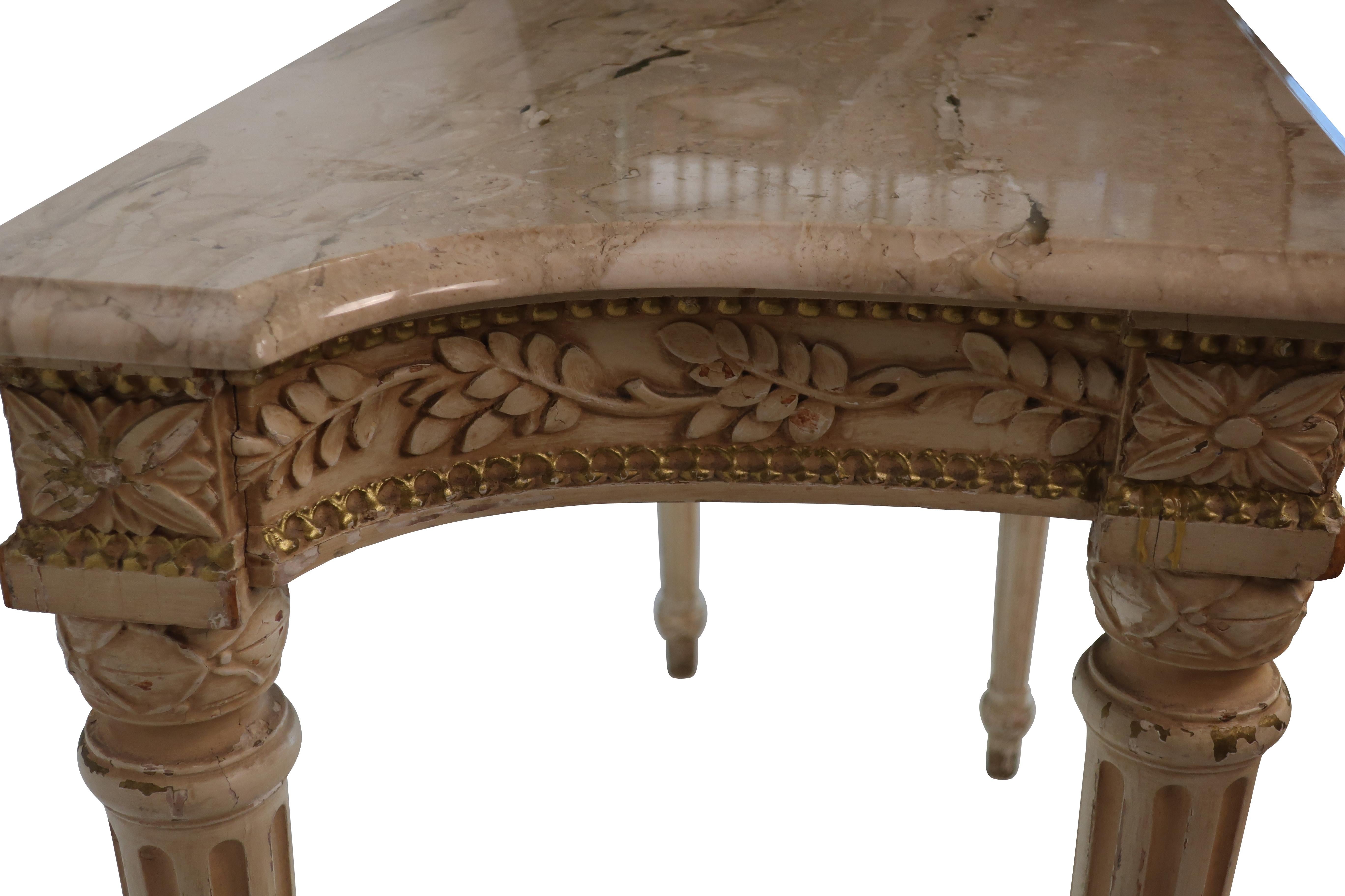 Neoclassical Marble Top Console Table Waldorf Astoria 3